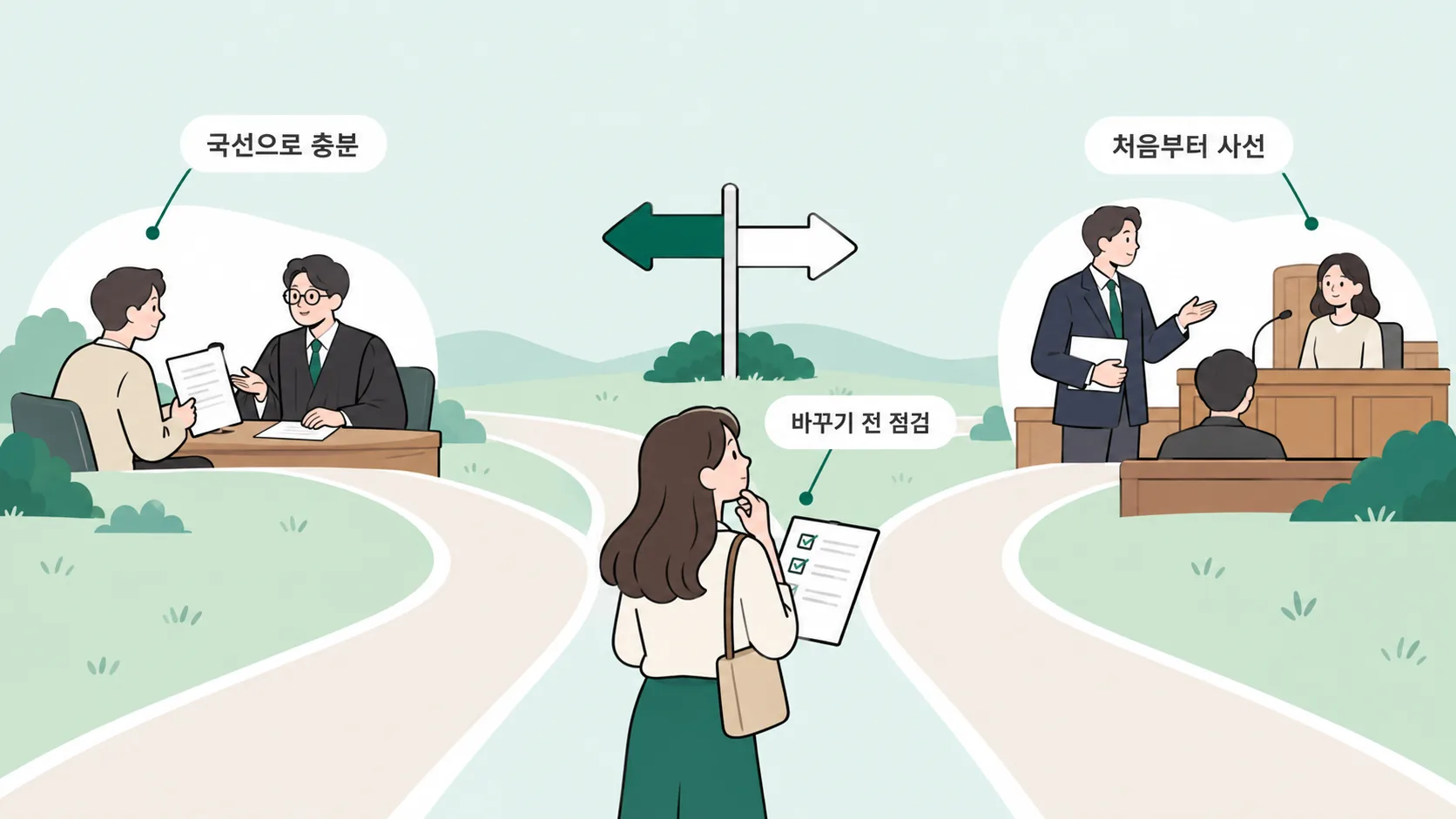상황별로 보는 국선·사선 판단