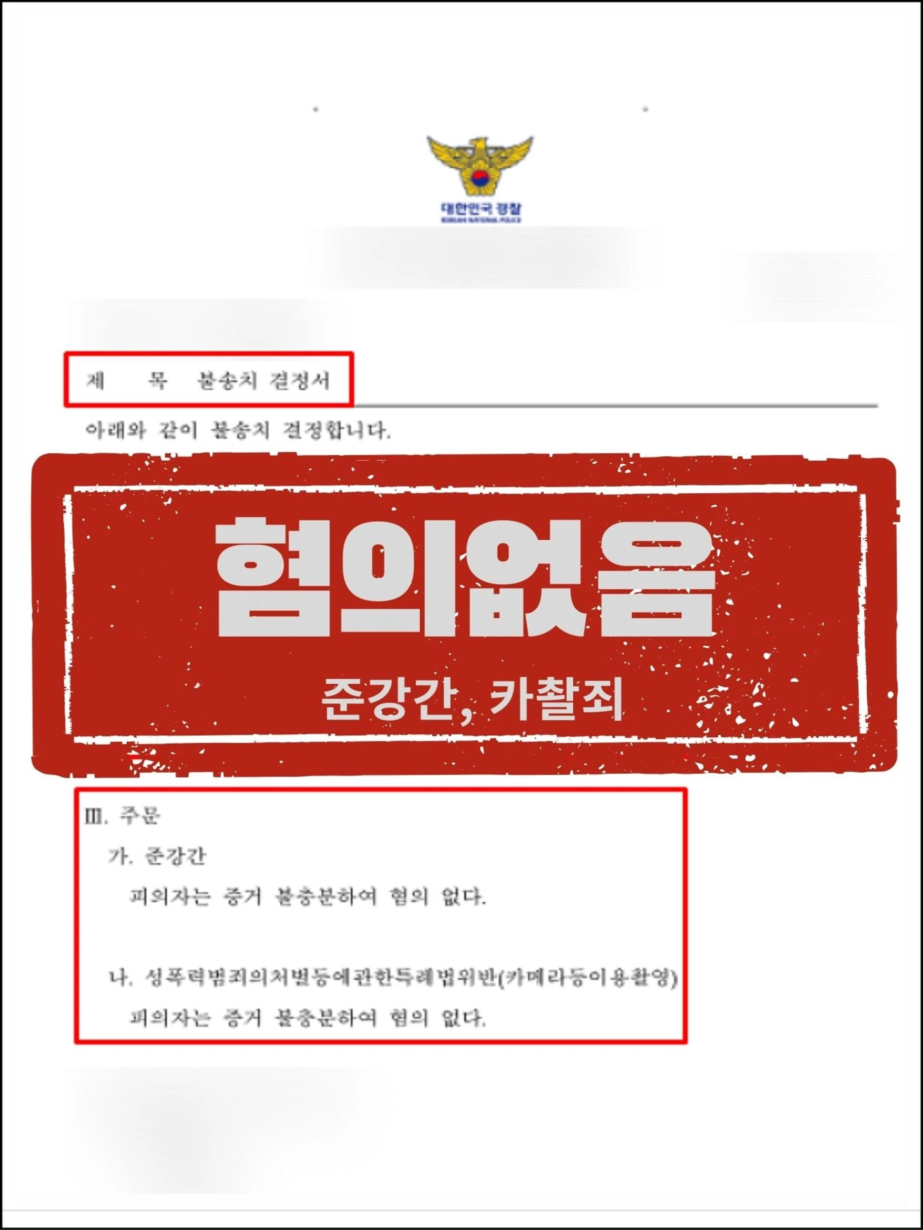 [피의자 대리] 준강간·카촬죄 피소, CCTV 분석 및 적극적 수사 협조로 '혐의없음' 이끌어낸 사례 관련 서류