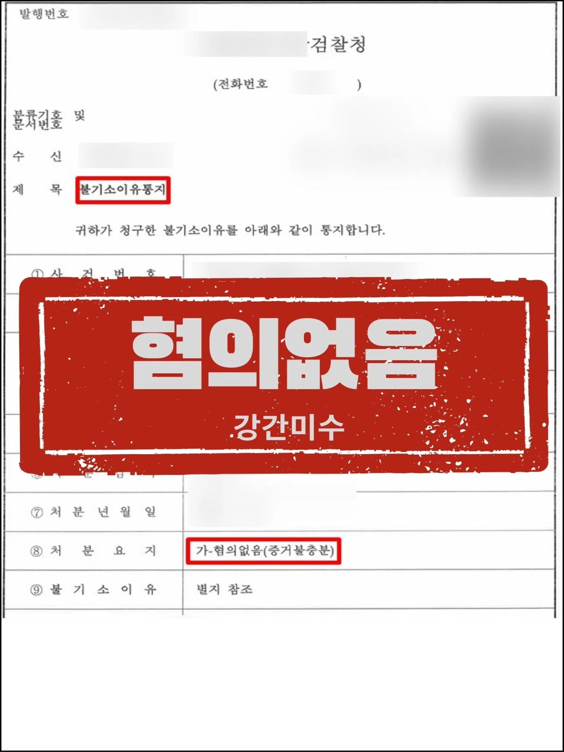 [피의자 대리] 강간미수 피소, CCTV 분석 및 폭행·협박 부인으로 '혐의없음' 이끌어낸 사례 관련 서류